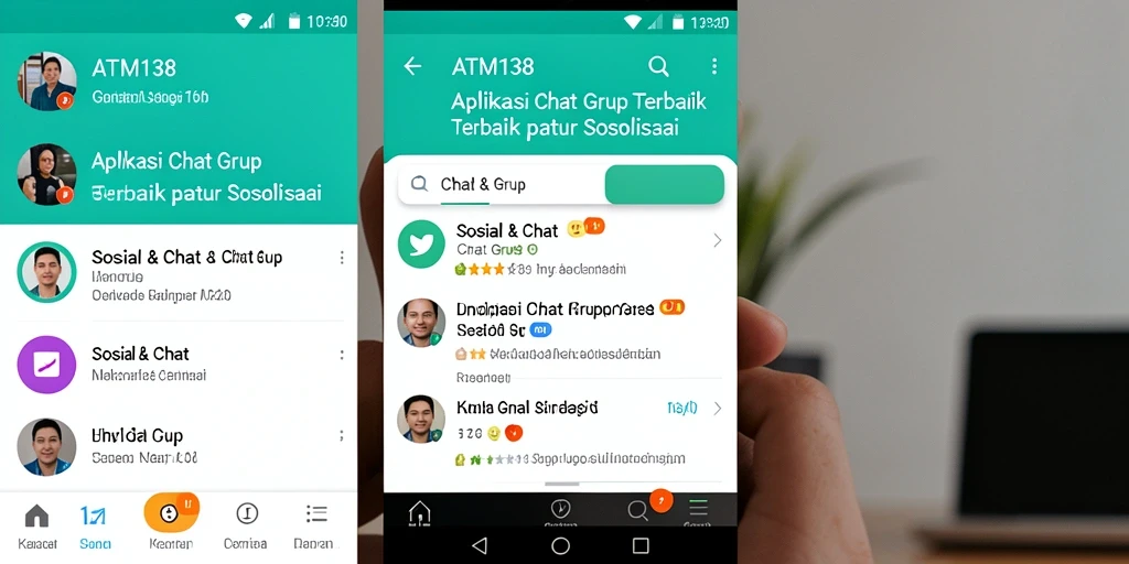 Tampilan antarmuka utama ATM138 dengan fitur Chat Grup.