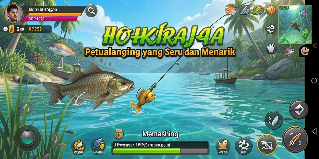 Antarmuka HOKIRAJA dengan fitur memancing yang menarik.