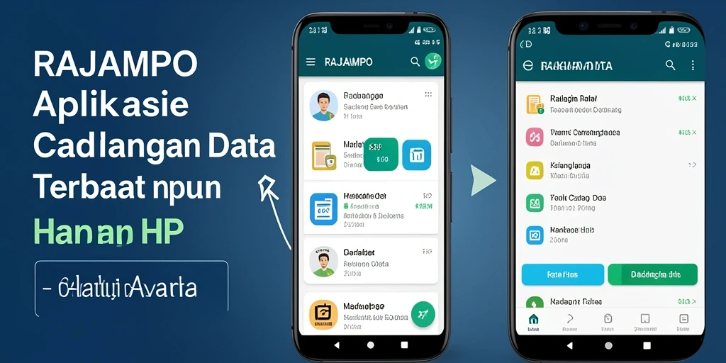 Tampilan antarmuka utama RAJAMPO dengan fitur Cadangan Data yang sederhana.