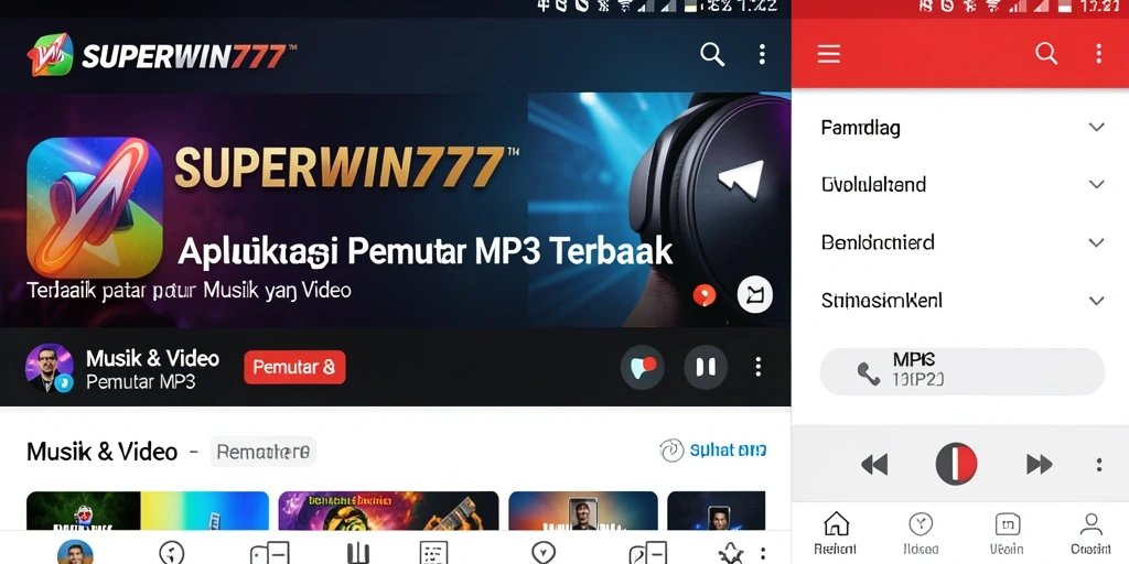 Tampilan antarmuka SUPERWIN777 dengan fitur Pemutar MP3 yang user-friendly.
