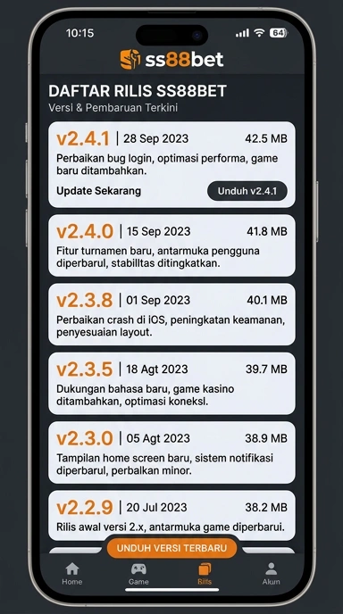 Riwayat Versi Terbaru Aplikasi ss88bet